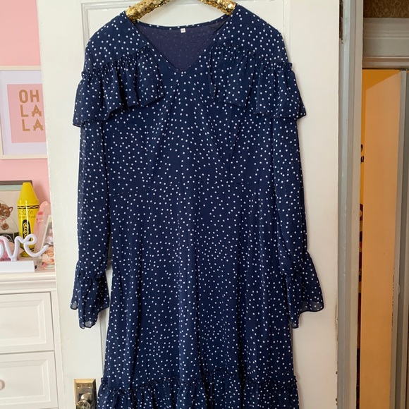 SHEIN Navy Dot Dress - Picture 7 of 10